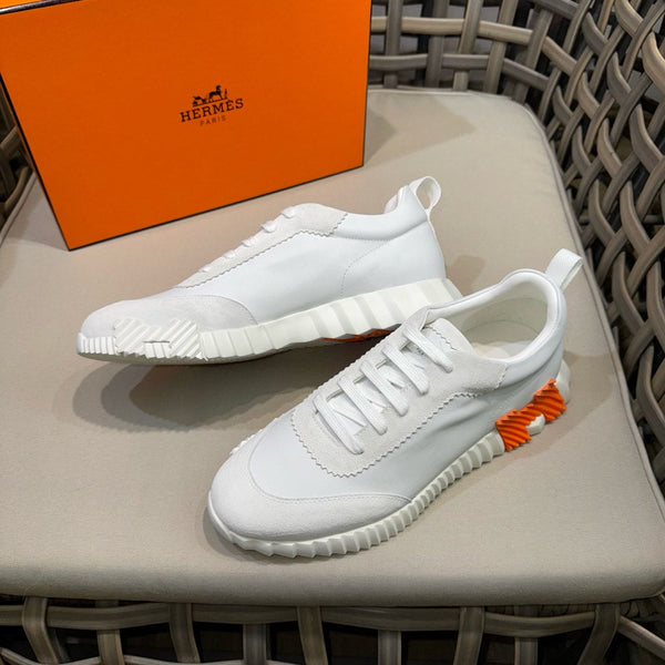 HM Men's Bouncing Sneaker White Calfskin Suede