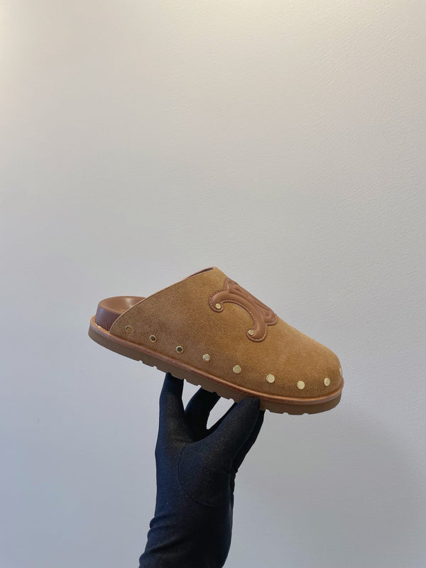CL Pitea Clog In Cognac Suede Calfskin 319293