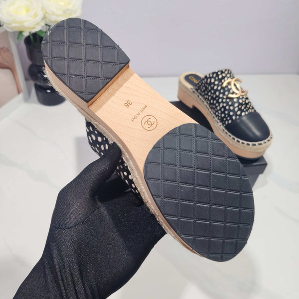 CC 26s Half-Length Slippers Black Horsehair 104253
