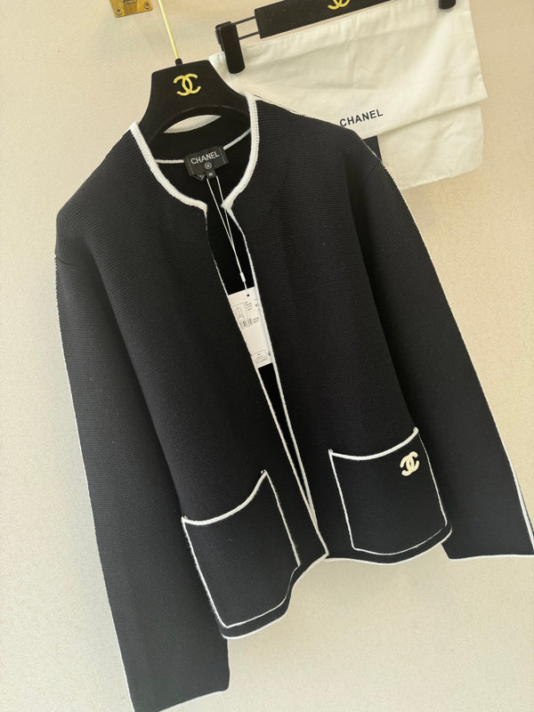 CC 26s Neck Cardigan Black Cotton