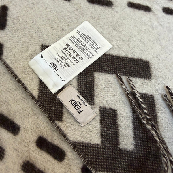 FF 210CM Scarf Black Mix Ivory Sheep Wool 100250