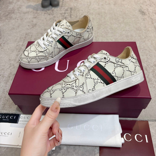 GG Stretch Low-Top Trainers Cream Leather 824429