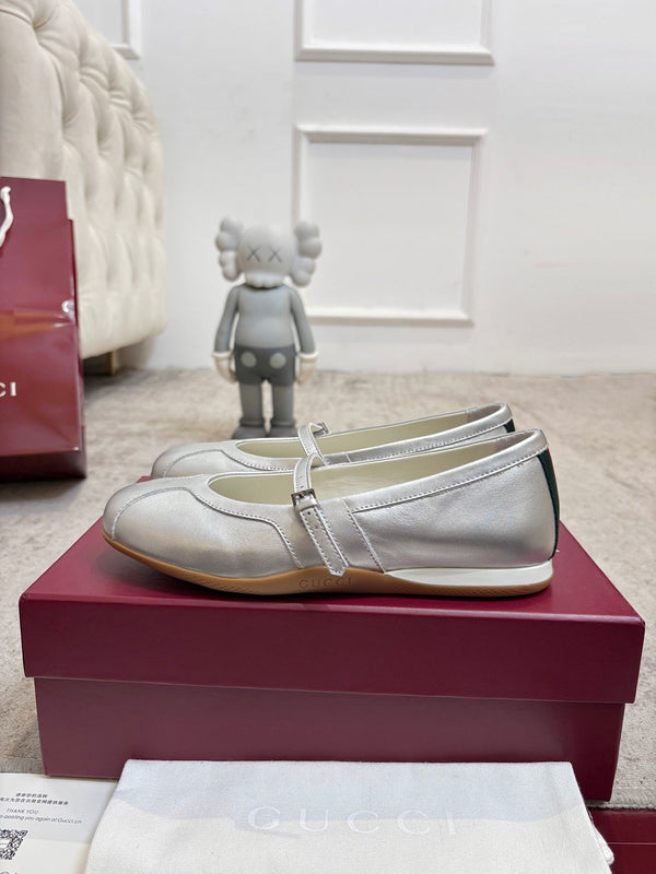 GG Shift Mary Jane Sliver Leather 824475