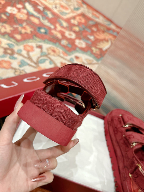 GG 26s Double G Sandals Red Canvas 929384