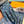 FINGERLESS GLOVES IN ELECTRIC BLUE MONOGRAM DENIM AND LAMBSKIN WITH RABBIT FUR 458591