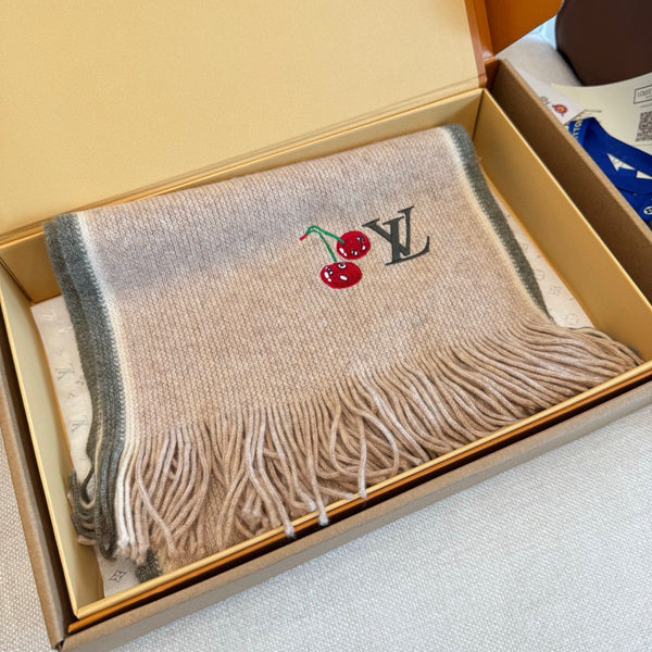 LV 25ss Scarf 180CM Light Beige Knitted Cashmere 292790