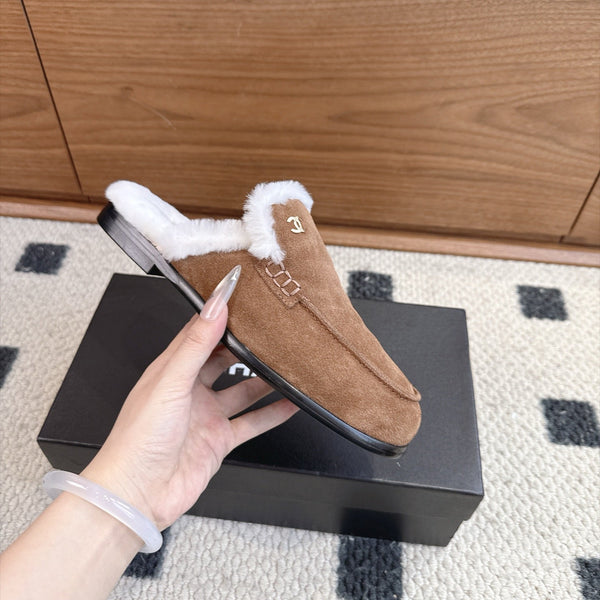 CC 26s Mule Mir Half-Slippers Brown White Shearing Suede 983862