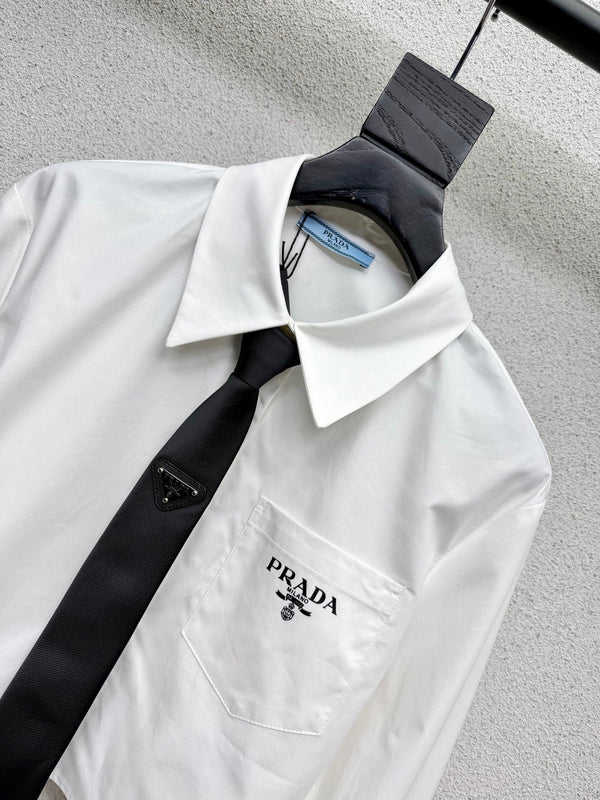 Pra Short Shirt with Tie White Cotton 398346