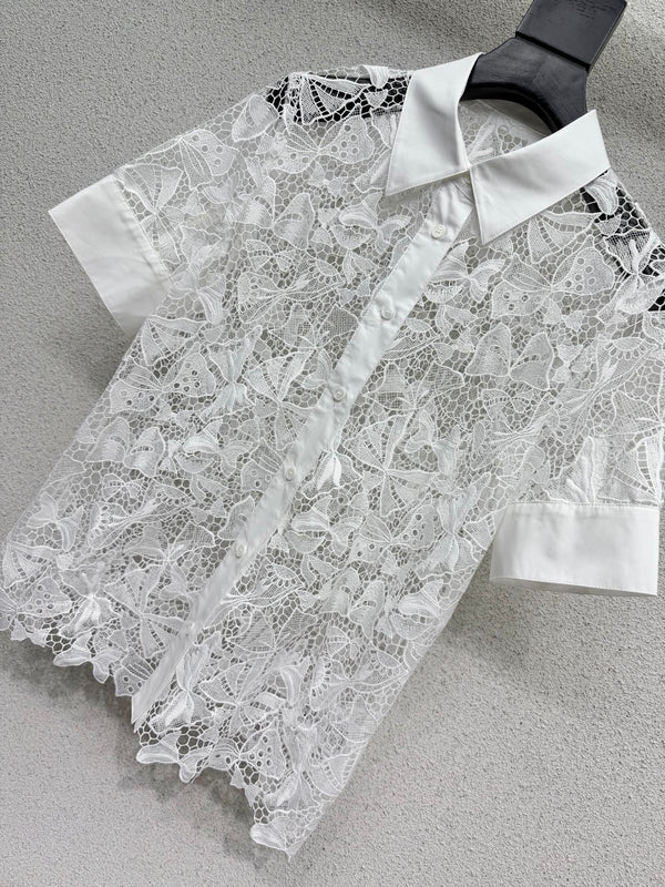 CD Water-soluble Floral Lace Shirt 393905