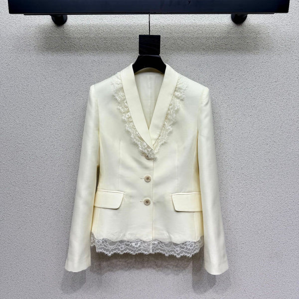 CD 26s Bar Jacket White Wool Silk Lace 398262
