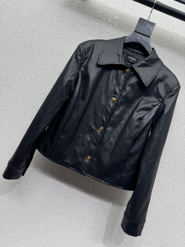 CC Collared Button Jacket Black Polyester 426825
