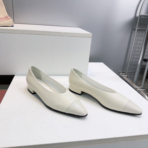 LP Rebecca Cap-Toe Ballet Flats 26s Off-White Calfskin Leather 105424