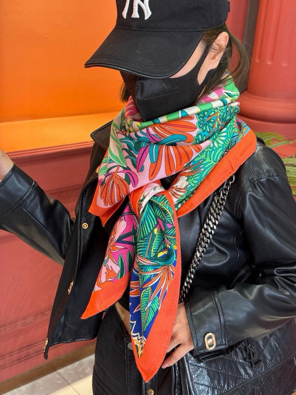 Mountain Zebra Scarf 185 CM Pink Colorful Silk 402277