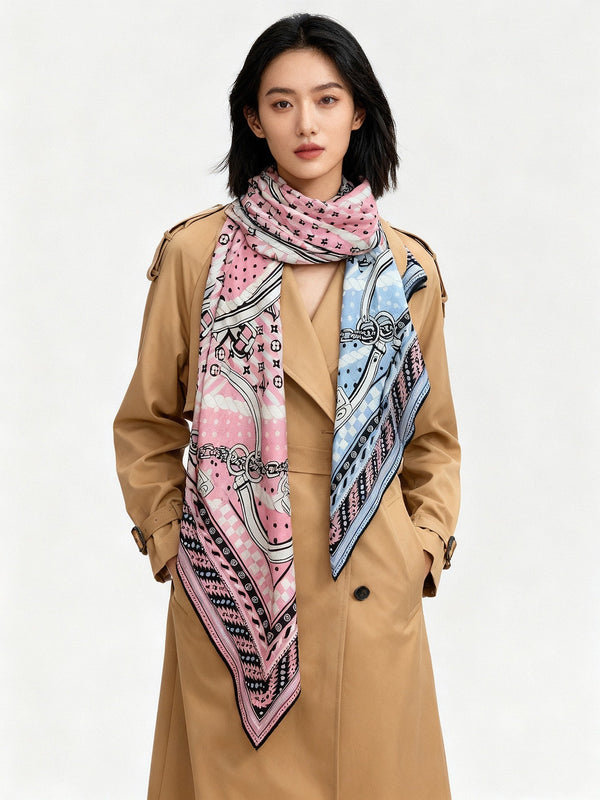 LV X TM Scarf 135CM Blue Pink Cashmere 293197