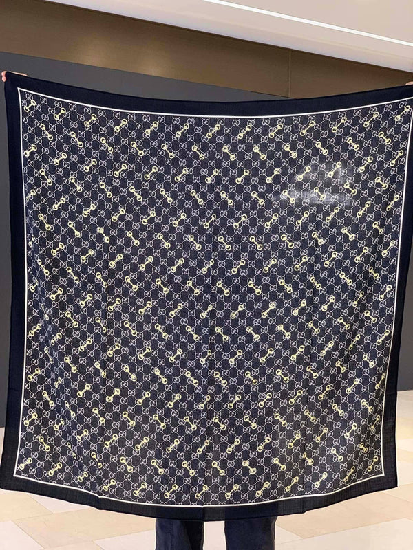 GG Scarf 135x135cm Dark Blue Cashmere Silk 286276