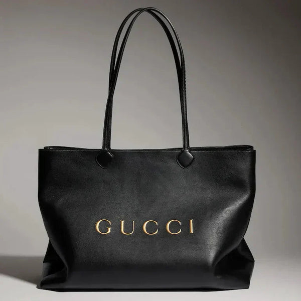 GG 2026 NY Large Tote Bag 43cm Black Canvas Leather
