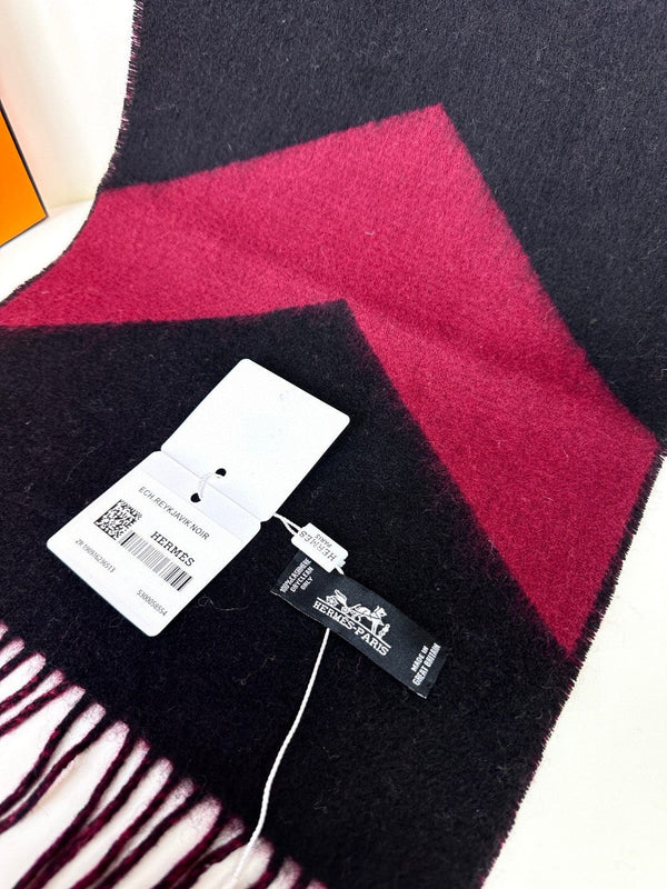 Scarf 190 CM Dark Red Mix Black Wool Soft