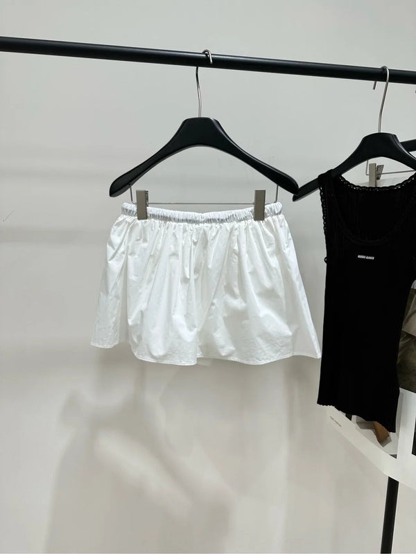 Miumiu 2026 Drawstring Casual Workwear Skirt White Cotton 359056