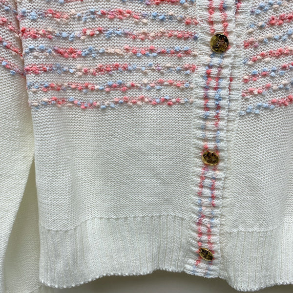 Celine 25 Striped Cardigan White Wool Polyester 281502