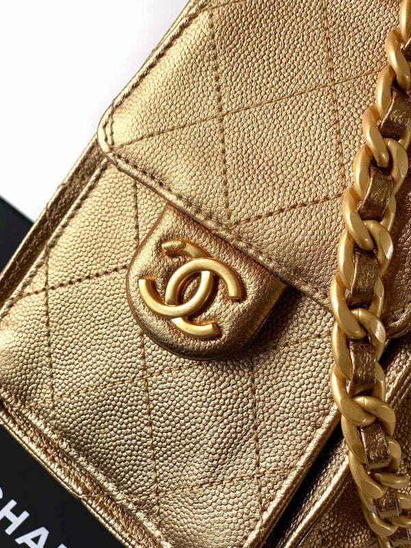 CC 25C Hobo Bags 20cm Bronze Metalic Grained Calfskin