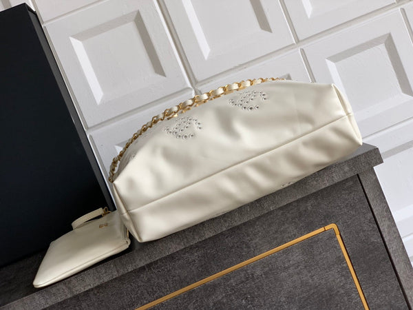 CC 25S Hobo Bag 30cm Cream Calfskin Gold Hardware