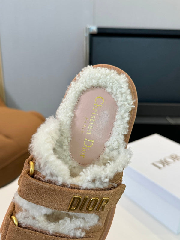CD Dioract Slide Brown Suede And Fleece Lining