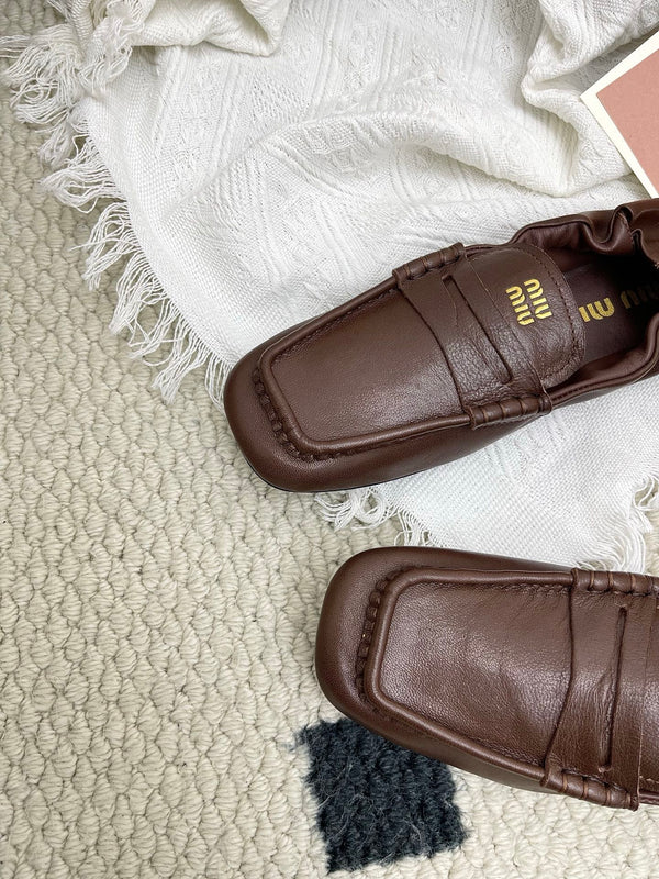 Miu Ruches Brown Leather 611335