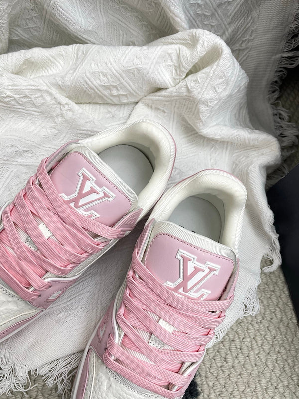 LV Trainer Sneaker White Pink Cowhide 611151