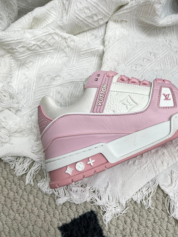 LV Trainer Sneaker White Pink Cowhide 611151