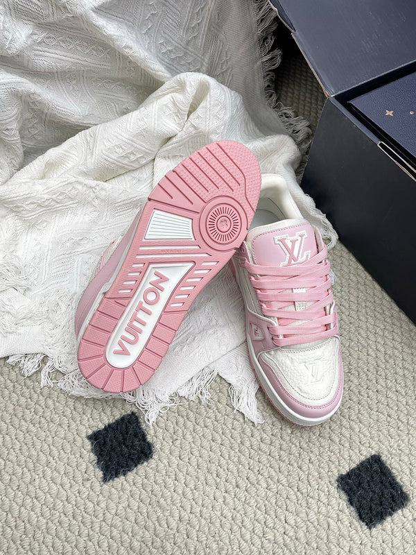 LV Trainer Sneaker White Pink Cowhide 611151
