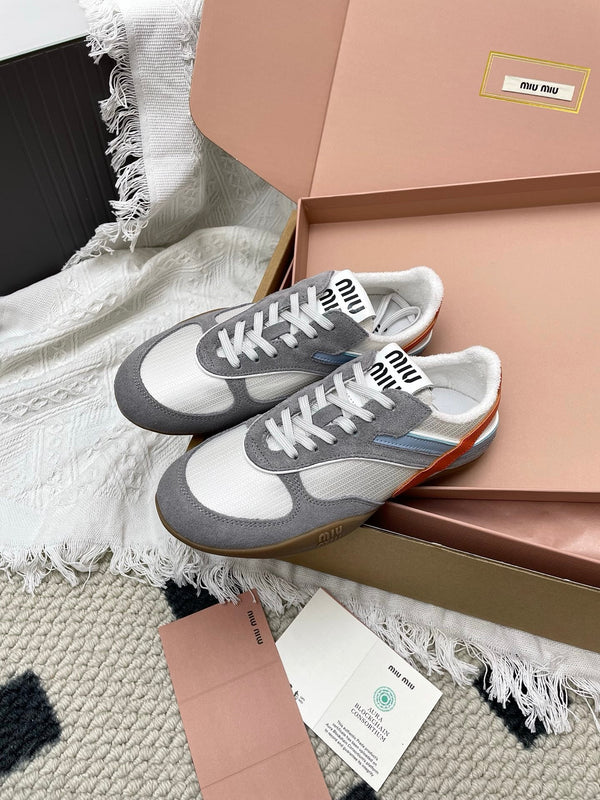 Miu Gymnasium Sneaker Grey Mesh Suede 611346