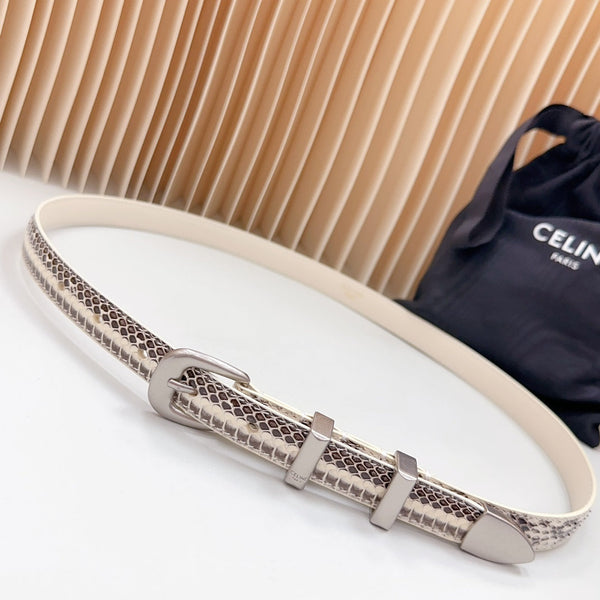 Small Western Belt 18mm Black White Crocodile Embossed Calfskin Shw