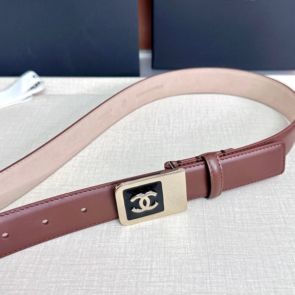CC 3.0cm Belt Brown Lambskin 209359