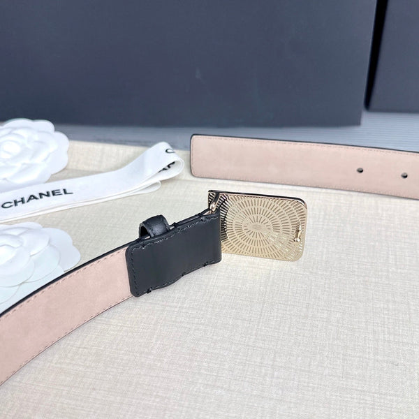 CC 3.0cm Belt Black Lambskin 209362