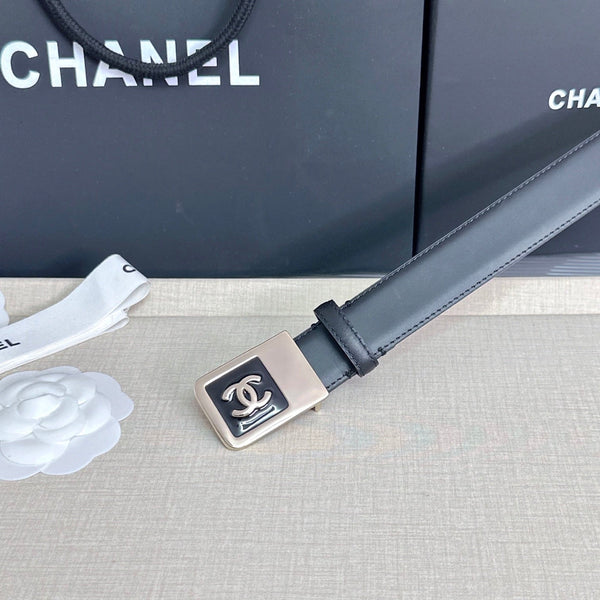 CC 3.0cm Belt Black Lambskin 209362