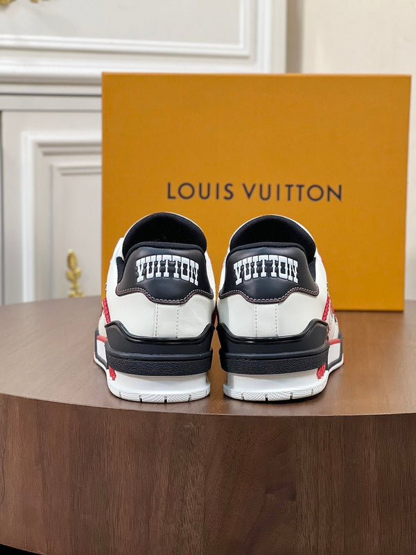 LV TRAINER WHITE MIX BLACK AND RED MONOGRAM CALFSKIN