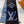 SCARF 200 CM IN BLACK MIX BLUE WOOL 390040