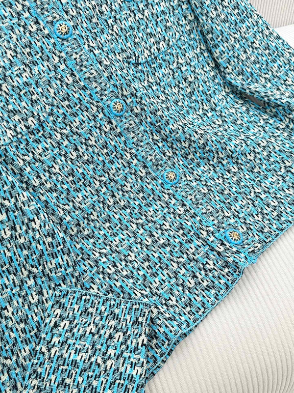 CC 26s Peacock Blue Textured Knit Cardigan 426173