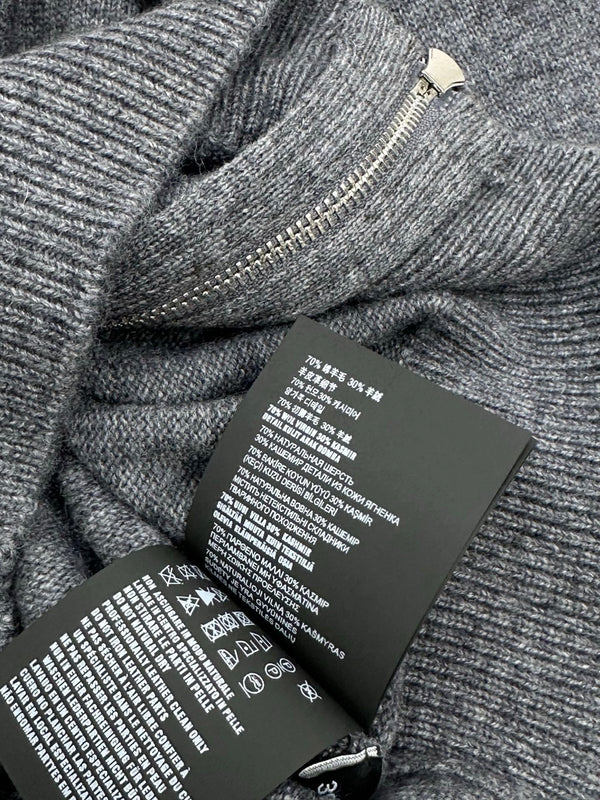 Miu 26s Zip-Up Jacket Grey Cotton Wool 426219