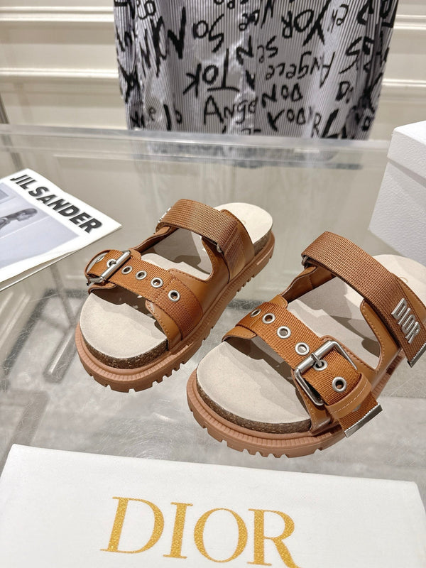 CD 26s Double-Strap Slide Sandals Tan Fabric 919009