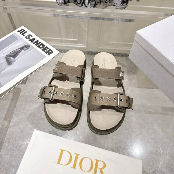CD 26s Double-Strap Slide Sandals Olive Fabric 919012