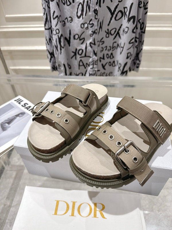 CD 26s Double-Strap Slide Sandals Olive Fabric 919012