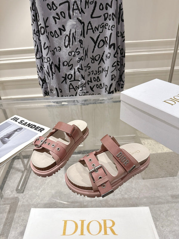 CD 26s Double-Strap Slide Sandals Pink Fabric 919014