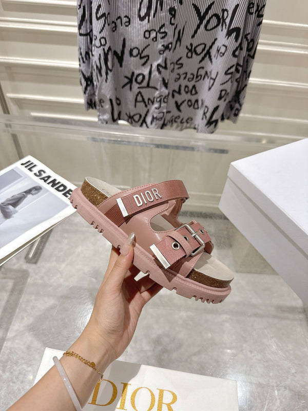 CD 26s Double-Strap Slide Sandals Pink Fabric 919014