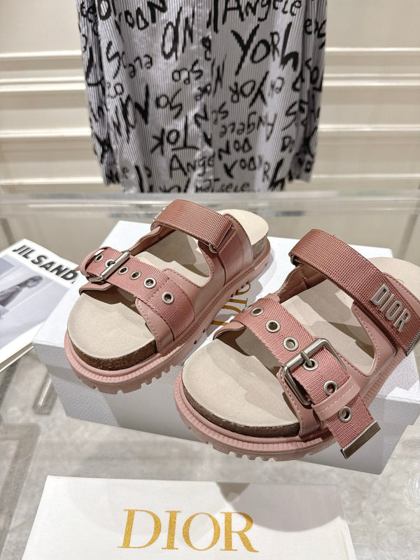 CD 26s Double-Strap Slide Sandals Pink Fabric 919014
