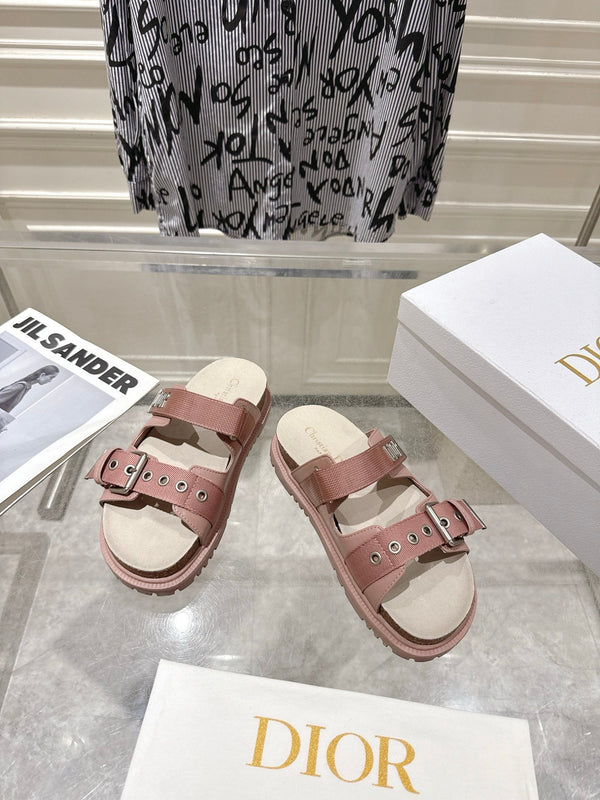 CD 26s Double-Strap Slide Sandals Pink Fabric 919014