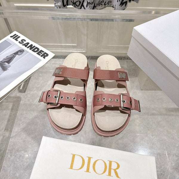 CD 26s Double-Strap Slide Sandals Pink Fabric 919014