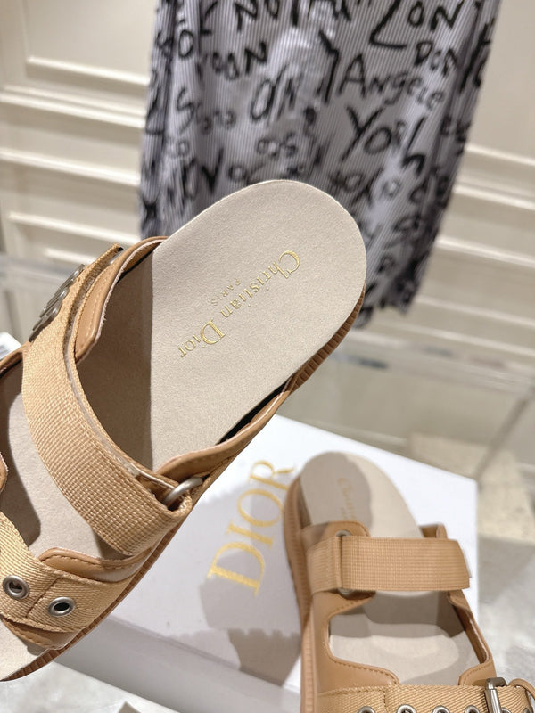 CD 26s Double-Strap Slide Sandals Khaki Fabric 919015