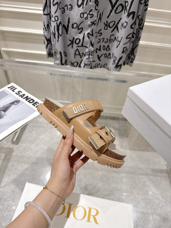 CD 26s Double-Strap Slide Sandals Khaki Fabric 919015