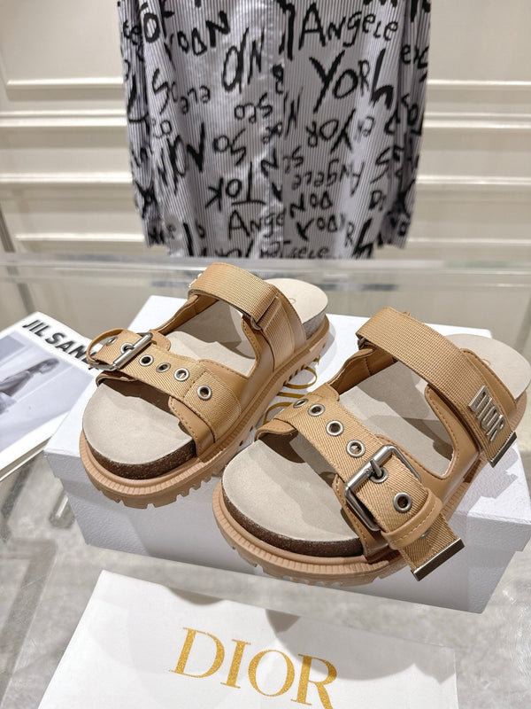 CD 26s Double-Strap Slide Sandals Khaki Fabric 919015
